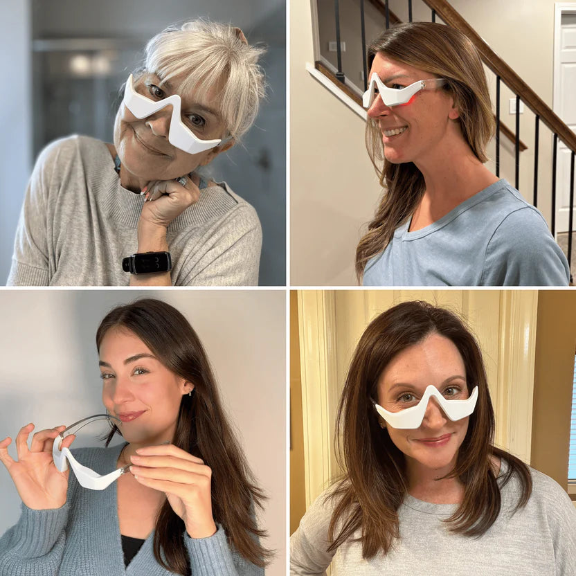 Customers using RevitalEyes™ red light therapy eye mask for brighter eyes and reduced puffiness